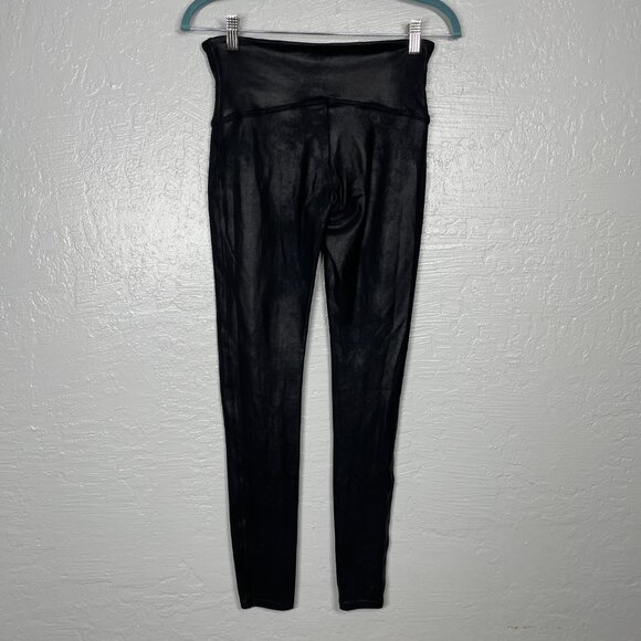 Spanx Women L Black Faux Leather Leggings Contour Power Waistband Compression - Picture 5 of 9